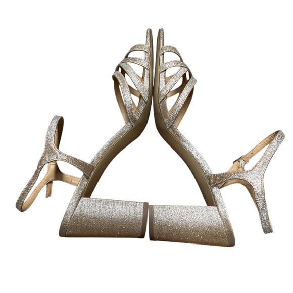 BADGLEY MISCHKA American Glamour Womens 10 Rose Gold Strappy Sparkle Sandal - Picture 13 of 16